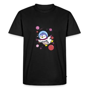 Pingouin lesbien dans l’espace Fierté lesbienne - T-shirt Premium bio Homme - noir - Devant - Nico (187cm)