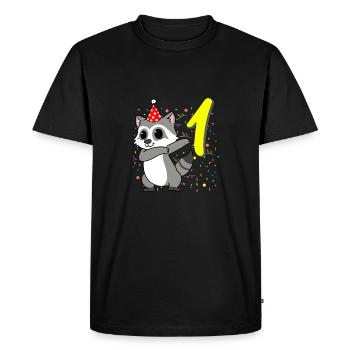1 year old raccoon birthday - Men's Premium Organic T-Shirt - black - Front - Nico (187cm)