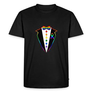 LGBT Tuxedo Gay Bachelor Party - Men's Premium Organic T-Shirt - black - Front - Nico (187cm)