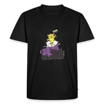 Chats non binaires Fierté non binaire - T-shirt Premium bio Homme - noir - Devant - Nico (187cm)