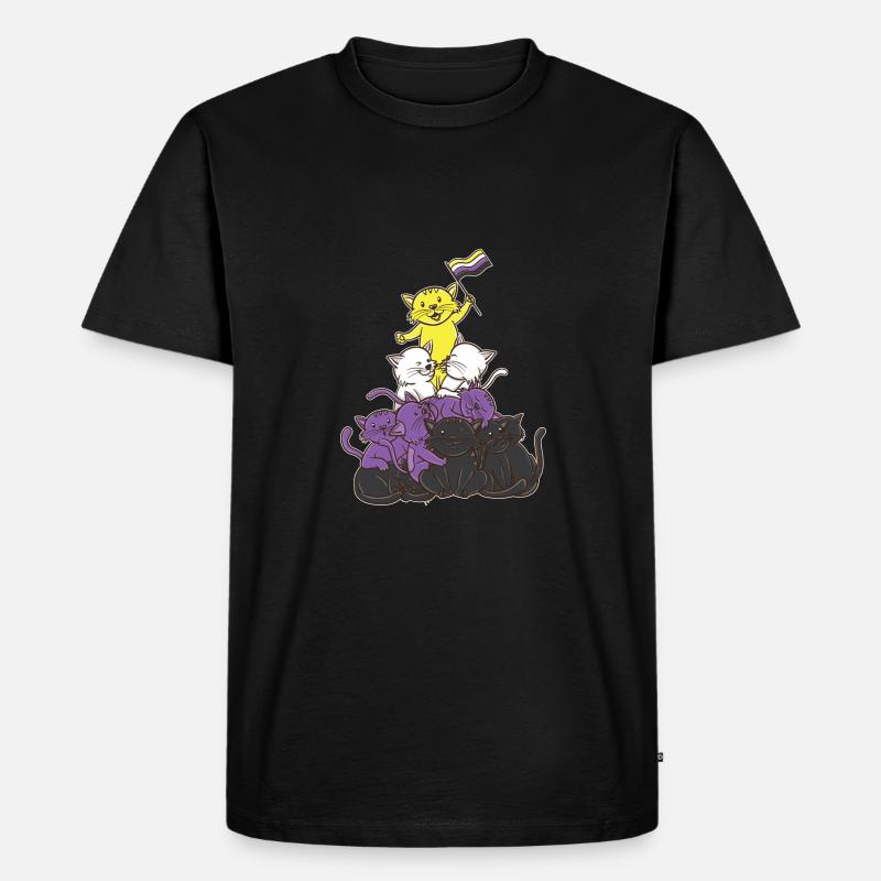 Non-binary cats Non-binary pride - Men's Premium Organic T-Shirt - black