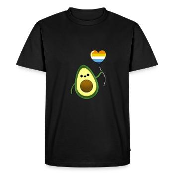 Avocado with Aroace Pride Balloon - Men's Premium Organic T-Shirt - black - Front - Nico (187cm)