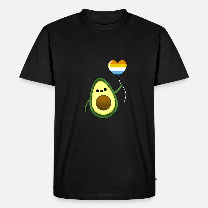 Avocado mit Aroace Pride Luftballon - Männer Premium Bio T-Shirt - Schwarz
