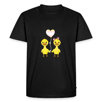 Duck Couple Pangender Pride - Men's Premium Organic T-Shirt - black - Front - Nico (187cm)