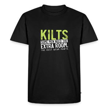 Jupe Tartan Kilt Ecossais - T-shirt Premium bio Homme - noir - Devant - Nico (187cm)
