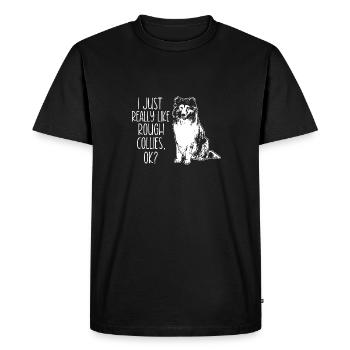 Longhair Collie Rough Collie Dog - Men's Premium Organic T-Shirt - black - Front - Nico (187cm)