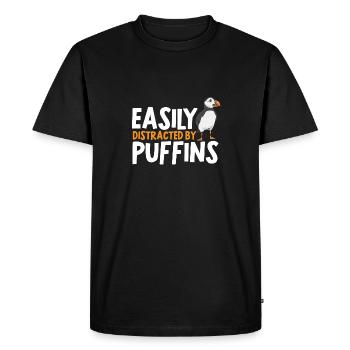 macareux macareux moines oiseaux Lunde - T-shirt Premium bio Homme - noir - Devant - Nico (187cm)