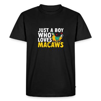 Ara à poitrine jaune, perroquet, bleu et ara, jaune - T-shirt Premium bio Homme - noir - Devant - Nico (187cm)