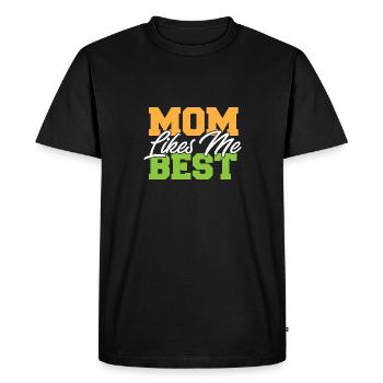 Maman m’aime le mieux L’enfant préféré de maman Drôle - T-shirt Premium bio Homme - noir - Devant - Nico (187cm)