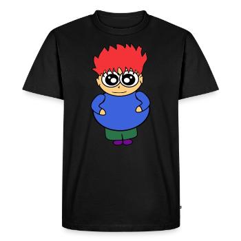 Cheveux rouges Roux - Dessin drôle - T-shirt Premium bio Homme - noir - Devant - Nico (187cm)