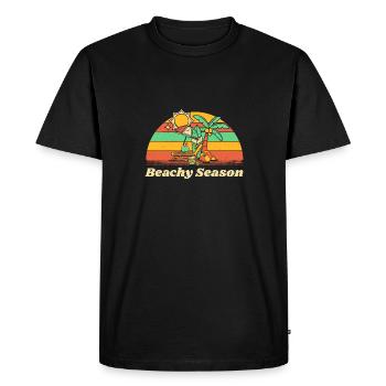 Beachy Saison Plage Petite Amie Océan Fiancé - T-shirt Premium bio Homme - noir - Devant - Nico (187cm)