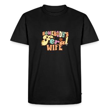 Quelqu’un femme sauvage drôle femme jeu de mots femme groovy - T-shirt Premium bio Homme - noir - Devant - Nico (187cm)