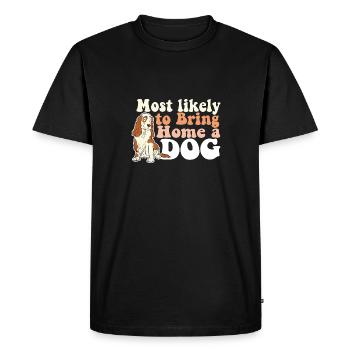 Le plus susceptible de ramener à la maison un chien maman papa que j’aime - T-shirt Premium bio Homme - noir - Devant - Nico (187cm)