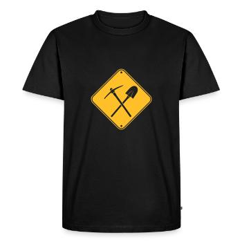 jaune travail bouclier danger prudence attention a - T-shirt Premium bio Homme - noir - Devant - Nico (187cm)