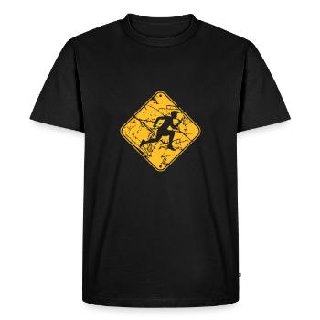 gratter les larmes jaune bouclier prudence attenti - T-shirt Premium bio Homme - noir - Devant - Nico (187cm)