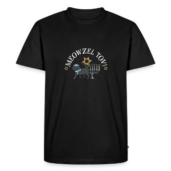 Happy Hanukkah Meowzel Tov Jewish Cat Mom Dad - Men's Premium Organic T-Shirt - black - Front - Nico (187cm)