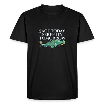 Burning Sage Today Serenity Tomorrow Smudge - Men's Premium Organic T-Shirt - black - Front - Nico (187cm)
