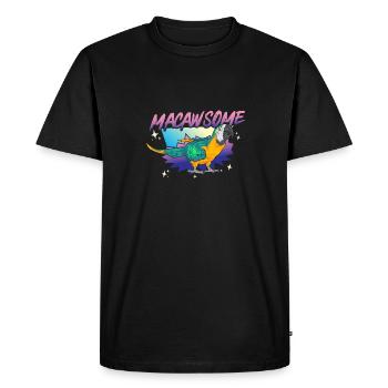 Ara à poitrine jaune Perroquet bleu et ara jaune - T-shirt Premium bio Homme - noir - Devant - Nico (187cm)