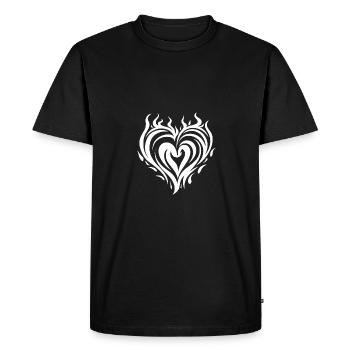 Coeur, Feu, Amour - T-shirt Premium bio Homme - noir - Devant - Nico (187cm)