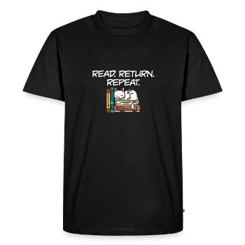 Bibliothécaire Bibliothécaire Lire Retour Répéter Livre - T-shirt Premium bio Homme - noir - Devant - Nico (187cm)