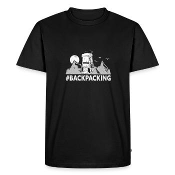 Outdoor Camping Hiking Backpacking - Men's Premium Organic T-Shirt - black - Front - Nico (187cm)