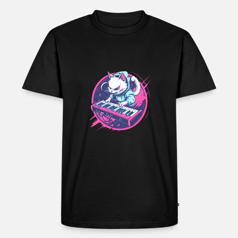 Synth Katze - Männer Premium Bio T-Shirt - Schwarz