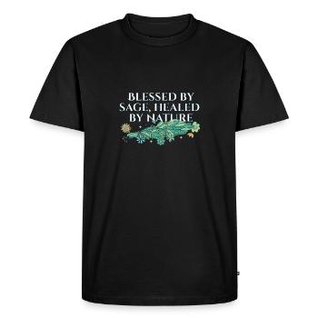 Par la sauge guérie par la nature Bâtons de purification - T-shirt Premium bio Homme - noir - Devant - Nico (187cm)