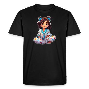 Cute anime girl in pajamas - Men's Premium Organic T-Shirt - black - Front - Nico (187cm)