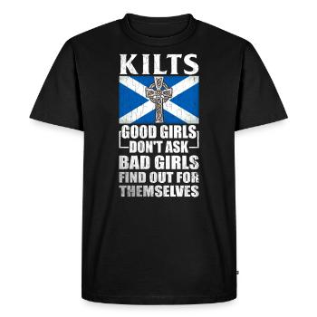 Kilt écossais disant jupe écossaise Écosse - T-shirt Premium bio Homme - noir - Devant - Nico (187cm)