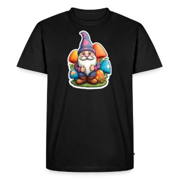 Dwarf surrounded by mushrooms - Men's Premium Organic T-Shirt - black - Front - Nico (187cm)