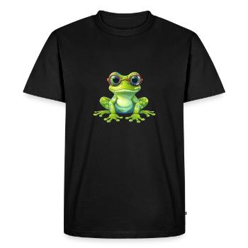Nerd frog with glasses - Men's Premium Organic T-Shirt - black - Front - Nico (187cm)