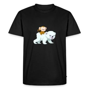Chimpanzé chevauche l’ours polaire, aventureux - T-shirt Premium bio Homme - noir - Devant - Nico (187cm)