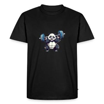 Panda Dumbbell Workout – Powerful Fitness Design - Men's Premium Organic T-Shirt - black - Front - Nico (187cm)