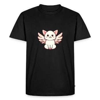 Mignon Kawaii Angel Chat - T-shirt Premium bio Homme - noir - Devant - Nico (187cm)