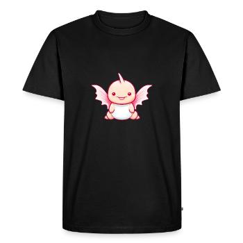 Axolotl rencontre Dino - Imaginative Wings - T-shirt Premium bio Homme - noir - Devant - Nico (187cm)