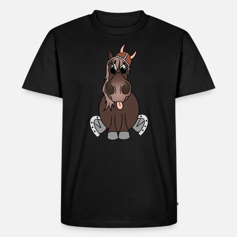 Vikings Comic Pony - Männer Premium Bio T-Shirt - Schwarz