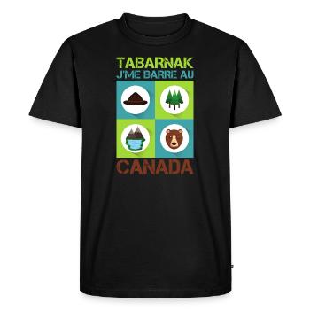 Tabarnak Je Me Barre Au Canada, Feuille D'érable - T-shirt Premium bio Homme - noir - Devant - Nico (187cm)