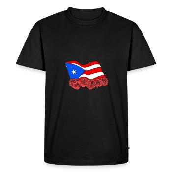 PR Flag Flower Rose Puerto Rico - Men's Premium Organic T-Shirt - black - Front - Nico (187cm)