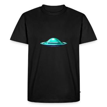 Alien in flying saucer - Men's Premium Organic T-Shirt - black - Front - Nico (187cm)