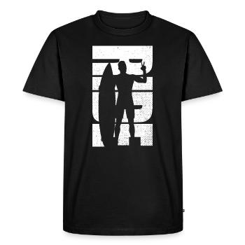Surf Retro Boarding Surfer Homme - T-shirt Premium bio Homme - noir - Devant - Nico (187cm)