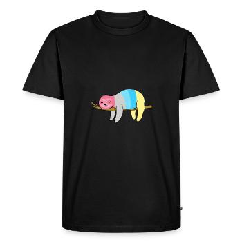 Genderflux Sloth Genderflux Pride - Men's Premium Organic T-Shirt - black - Front - Nico (187cm)