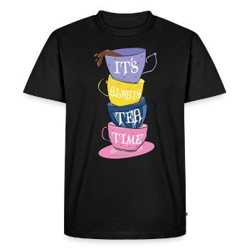C’est toujours l’heure du thé - T-shirt Premium bio Homme - noir - Devant - Nico (187cm)