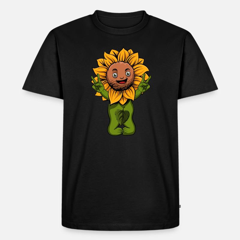 Sonnenblume - Männer Premium Bio T-Shirt - Schwarz