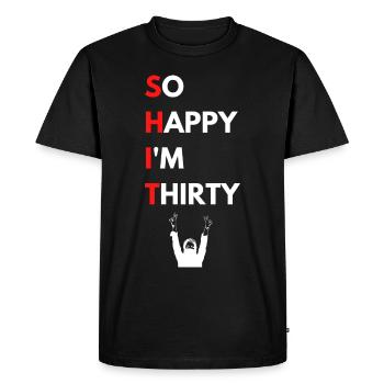 So Happy I'm Thirty - Men's Premium Organic T-Shirt - black - Front - Nico (187cm)
