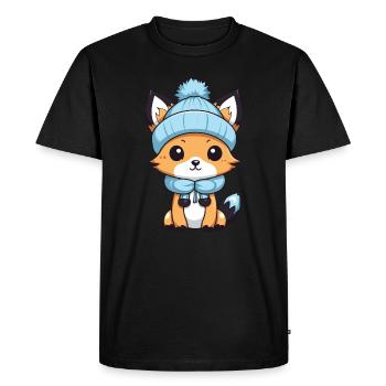 Fox Winter Comic - Men's Premium Organic T-Shirt - black - Front - Nico (187cm)