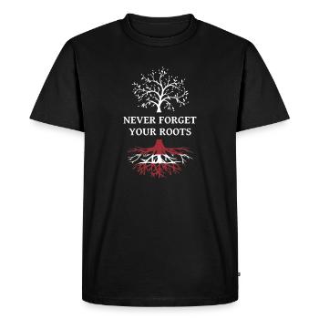 La Lettonie n’oubliez jamais vos racines - T-shirt Premium bio Homme - noir - Devant - Nico (187cm)