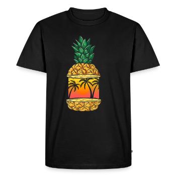 Pineapple Summer Vacation Travel Vacation Hawaii - Men's Premium Organic T-Shirt - black - Front - Nico (187cm)
