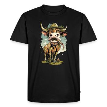 Mariuhana Cannabis Vache Kuh Tétrahydrocannabinol - T-shirt Premium bio Homme - noir - Devant - Nico (187cm)