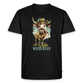 Weed Cannabis Gras Lover Cow Kuh WEEDLOVER - Männer Premium Bio T-Shirt - Schwarz - Vorne - Nico (187cm)