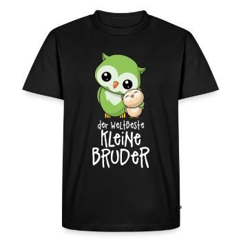Der weltbeste kleine Bruder - Eulen Geschwister - Männer Premium Bio T-Shirt - Schwarz - Vorne - Nico (187cm)